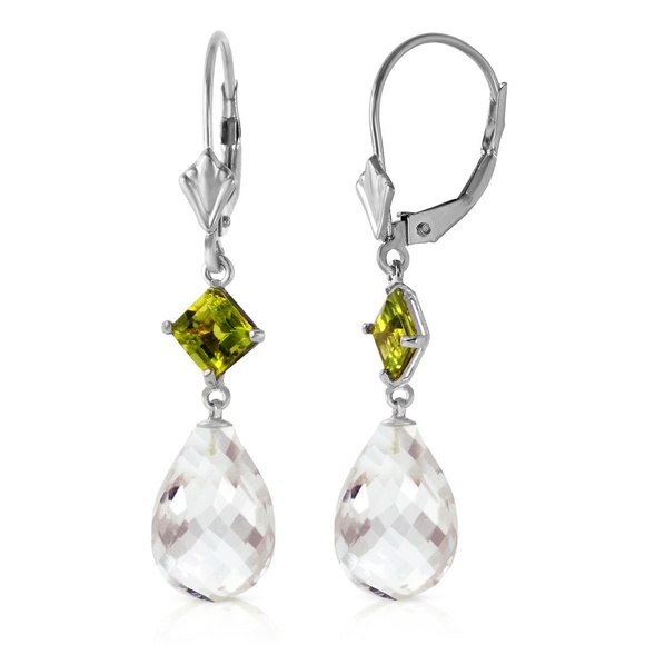 Galaxy Gold Products Jewelry - GOLD LEVER BACK EARRING WITH PERIDOT & WHITE TOPAZ